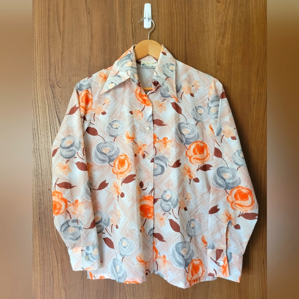 Vintage 70s K-Mart Women's Floral Blouse